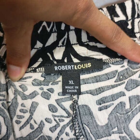 Robert Louis Pants Wide Leg Womens Abstract Print Palazzo Size Xl Black White - Picture 2 of 8